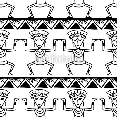 400x400 Aztec Tribal Pattern Vector With Hand Drawn Ethnic In Black - Tribal Print Drawings