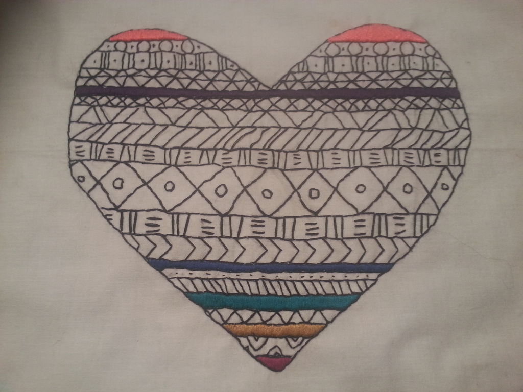 1024x768 Tribal Print Inspired Embroidered Heart - Tribal Print Drawings