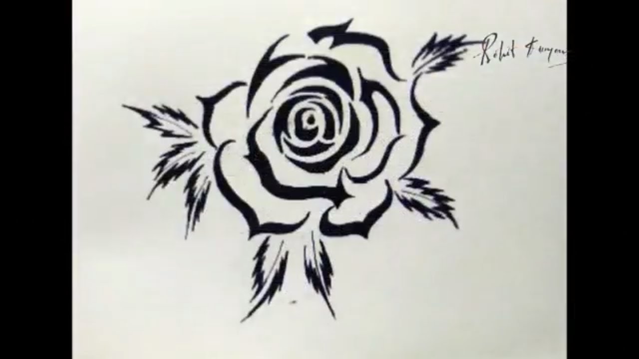 1280x720 How To Draw A Tribal Rose Tattoo Step - Tribal Rose Drawing