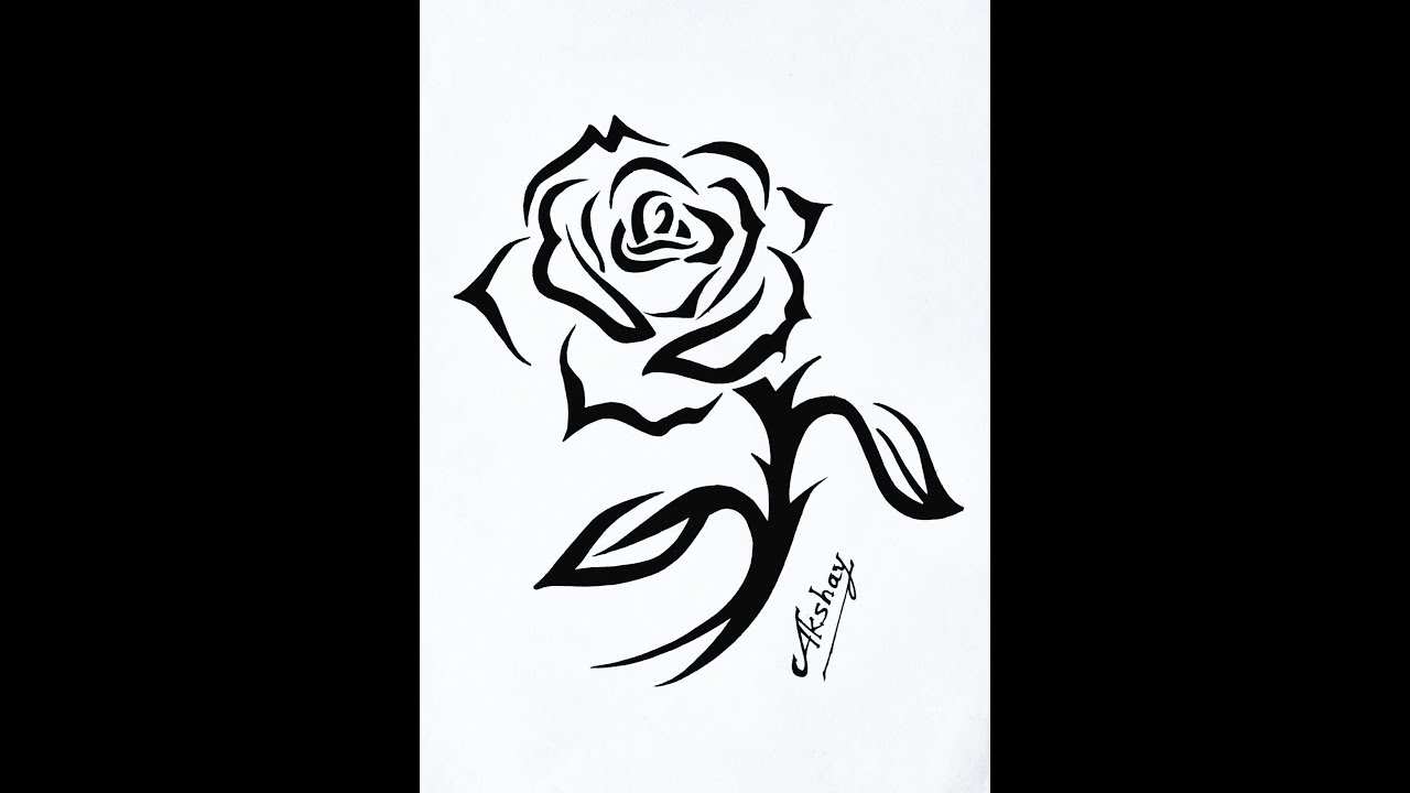 1280x720 How To Draw A Tribal Rose With A Stem Design - Tribal Rose Drawing