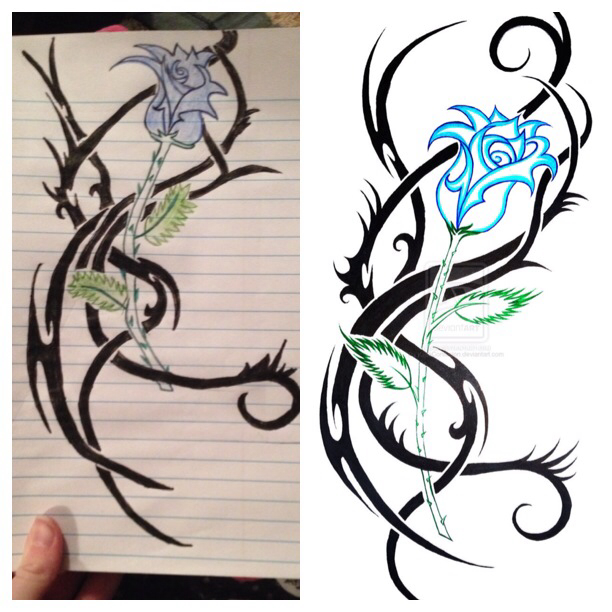 612x612 Tribal Blue Rose Drawing On We Heart It - Tribal Rose Drawing