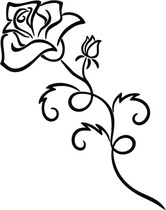166x210 Tribal Rose Art Sticker - Tribal Rose Drawing