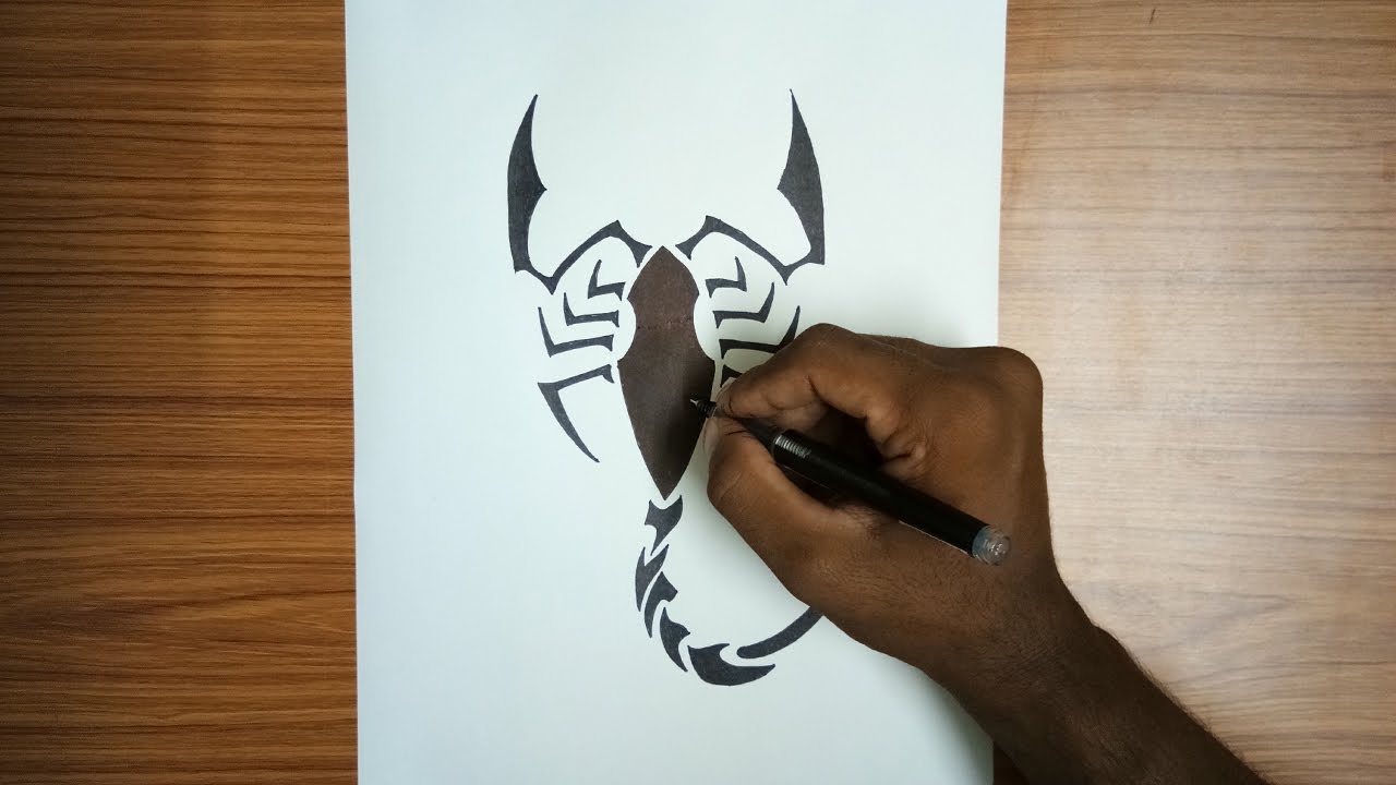 1280x720 How To Draw Tribal Scorpion Tattoo - Tribal Scorpion Drawing