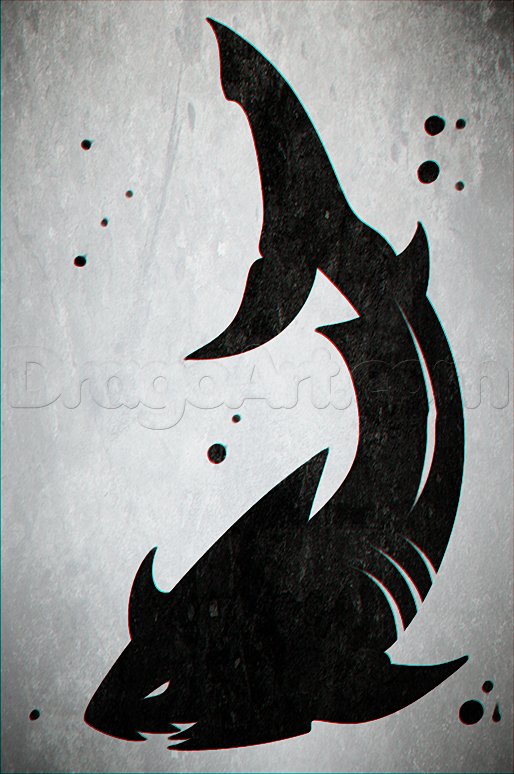 514x774 How To Draw A Tribal Shark, Step - Tribal Shark Drawing