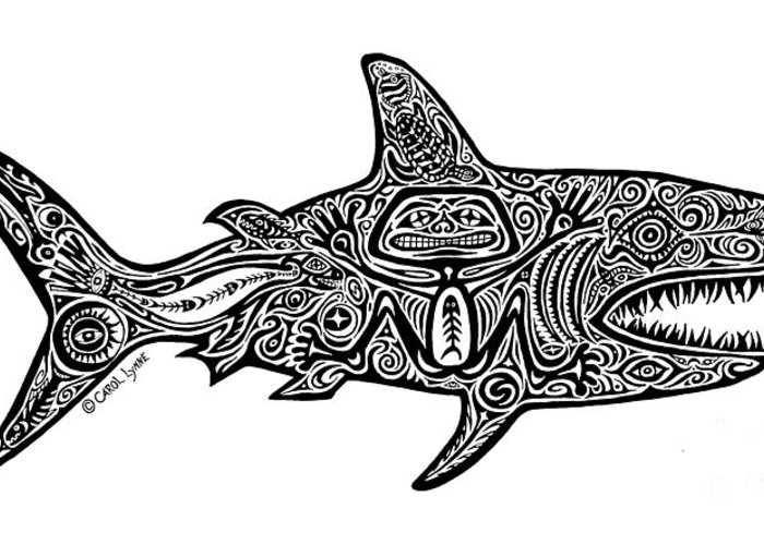 Tribal Shark Drawing at PaintingValley.com | Explore collection of ...