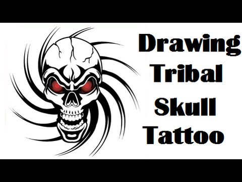 480x360 How To Draw Tribal Skull Tattoo Design - Tribal Skull Drawings