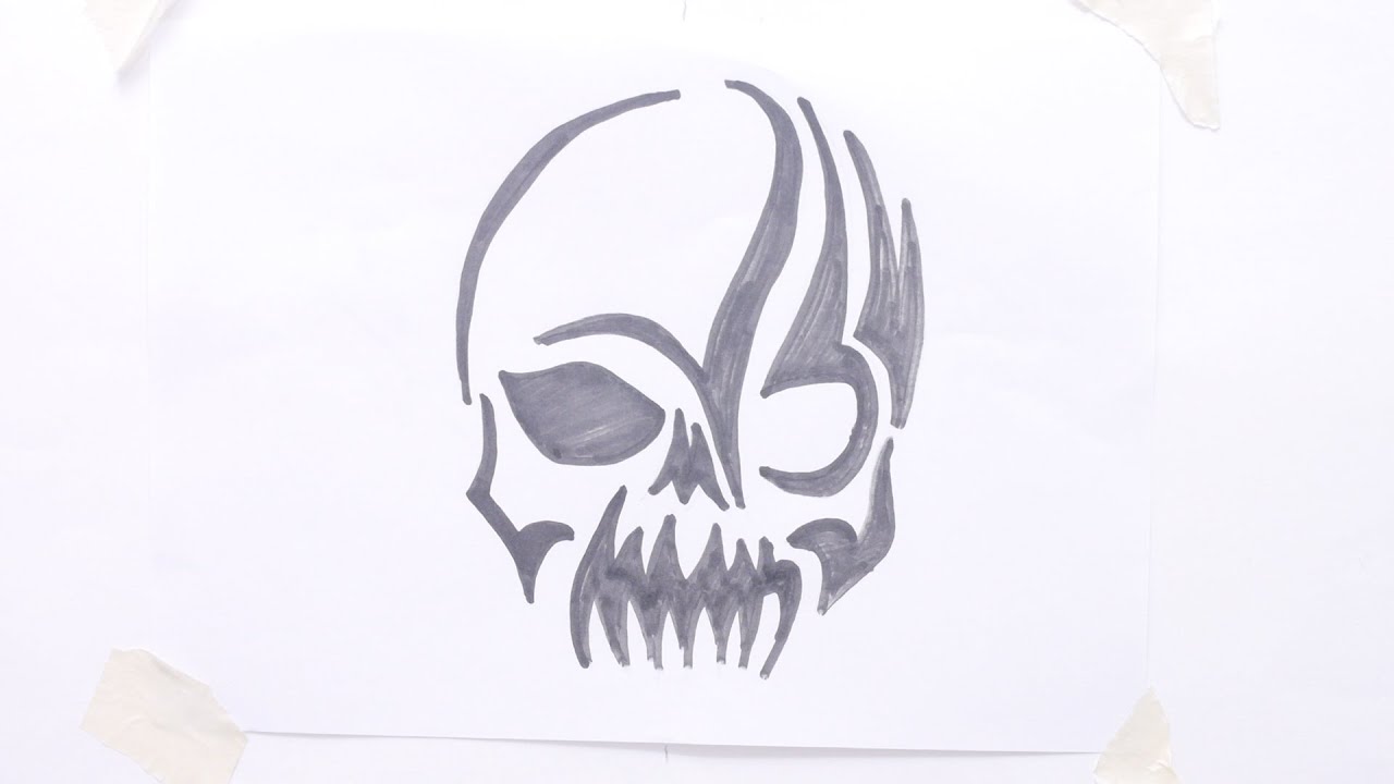 1280x720 How To Draw Skull Tribal Tattoo - Tribal Skull Drawings