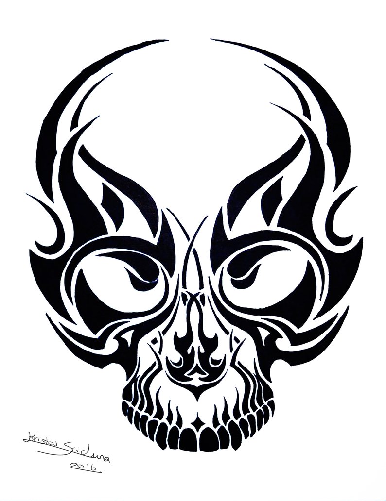 794x1032 Tribal Skull Tattoo Ink Design Skull Poster - Tribal Skull Drawings