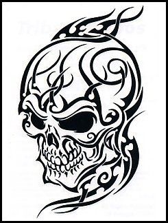 245x324 Tribal Skull Tattoos Clipart Leg - Tribal Skull Drawings