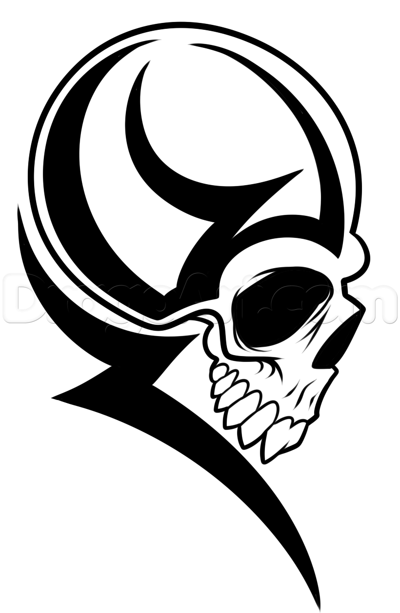 820x1255 How To Draw A Tribal Skull Head Step Interest Art Types - Tribal Skull Drawings