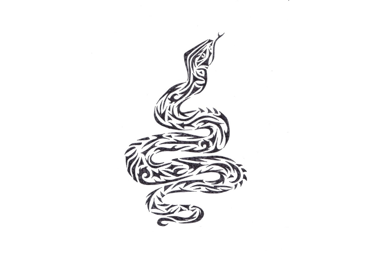 1280x960 Tribal Snake Tattoo Designs Fantasti On Snakes Drawing At Com Free - Tribal Snake Drawing