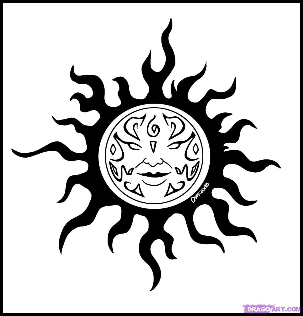 1000x1043 How To Draw A Celtic Sun Design, Step - Tribal Sun Drawing