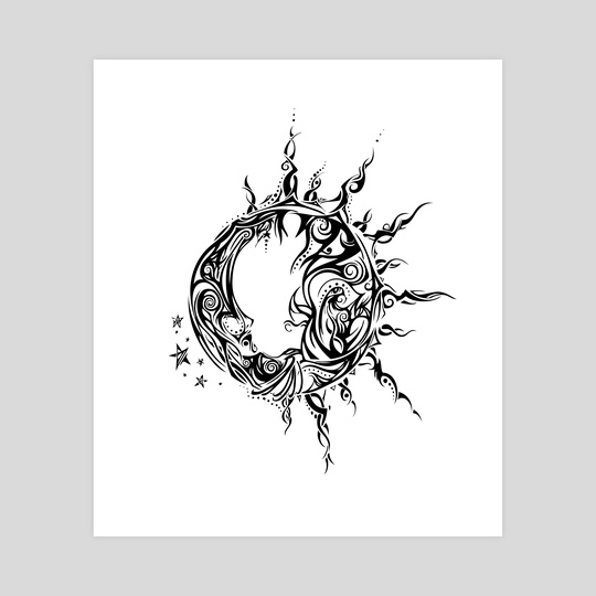 540x540 Tribal Sun And Moon, An Art Print - Tribal Sun Drawing