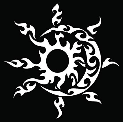 425x422 tribal sun moon car truck window bumper vinyl graphic - Tribal Sun Drawing
