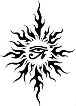 255x355 Egyptian Eye In Tribal Sun Tattoo Design - Tribal Sun Drawing