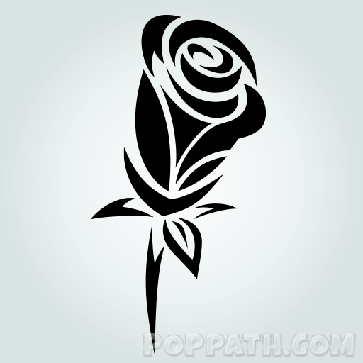 512x512 How To Draw A Rose Tribal Tattoo Pop Path - Tribal Tattoo Drawing