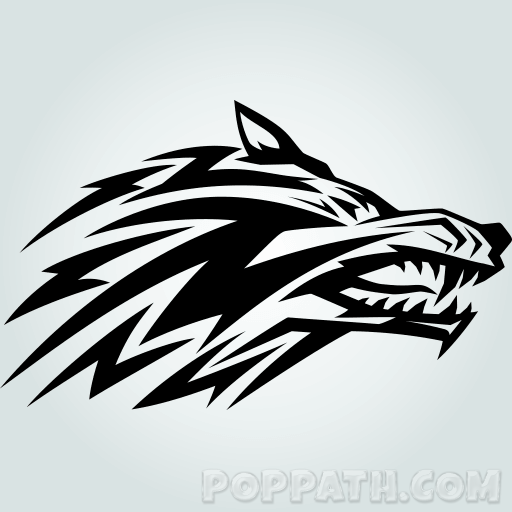 512x512 How To Draw A Wolf Tribal Tattoo Pop Path - Tribal Tattoo Drawing