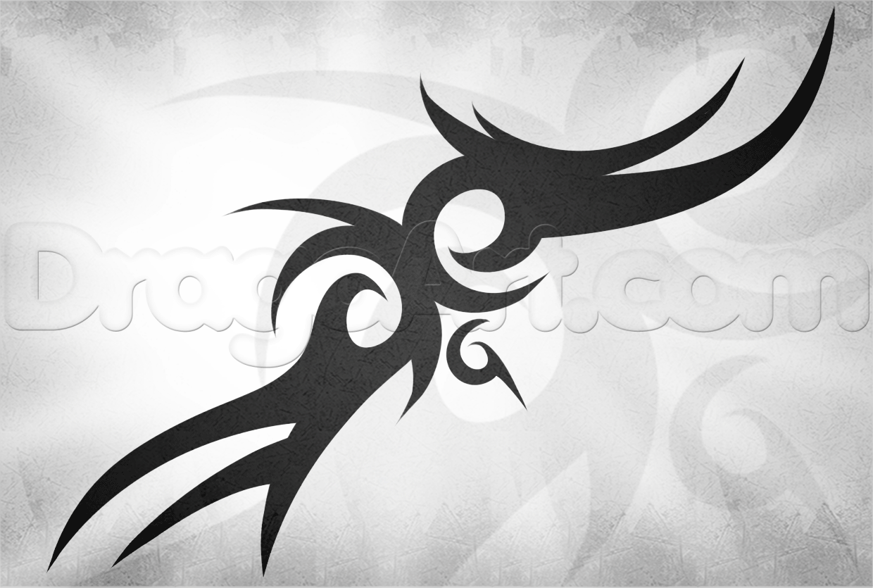 1240x835 How To Draw A Cool Tribal Tattoo, Step - Tribal Tattoo Drawing