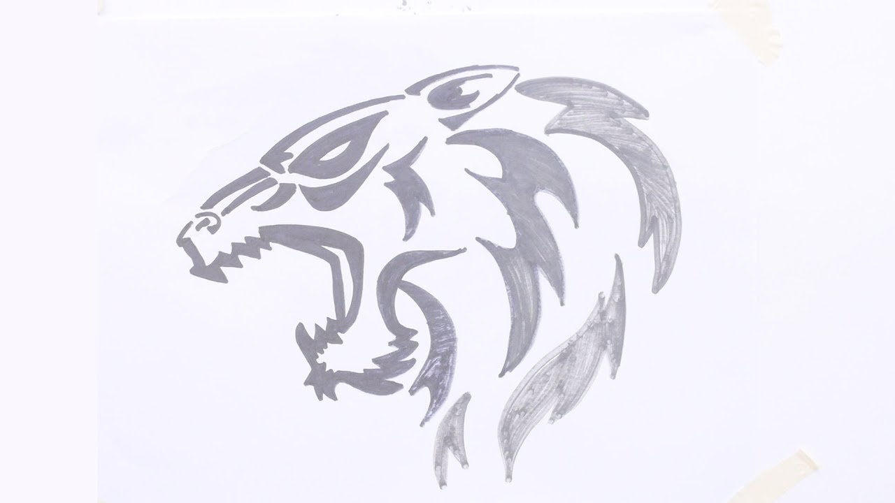 1280x720 How To Draw Tiger Head Tribal Tattoo - Tribal Tiger Drawing
