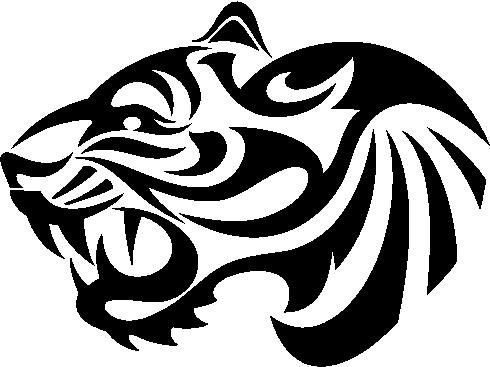 490x367 Tribal Tiger Head Drawing - Tribal Tiger Drawing