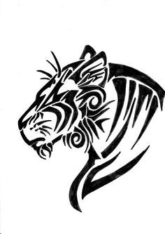 236x333 Tribal Style Tiger Stickers - Tribal Tiger Drawing