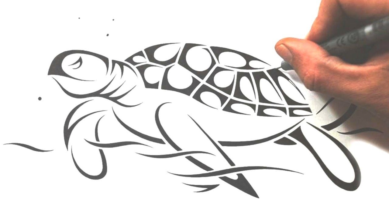 1280x720 How To Draw A Sea Turtle - Tribal Turtle Drawing