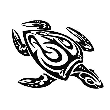 425x425 Sea Turtle Tribal Water Monster Vinyl Window Decal - Tribal Turtle Drawing