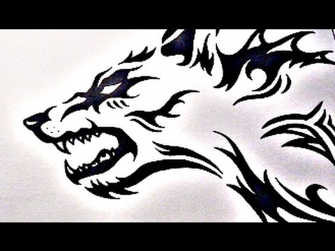 480x360 How To Draw Tribal Wolf - Tribal Wolf Drawing
