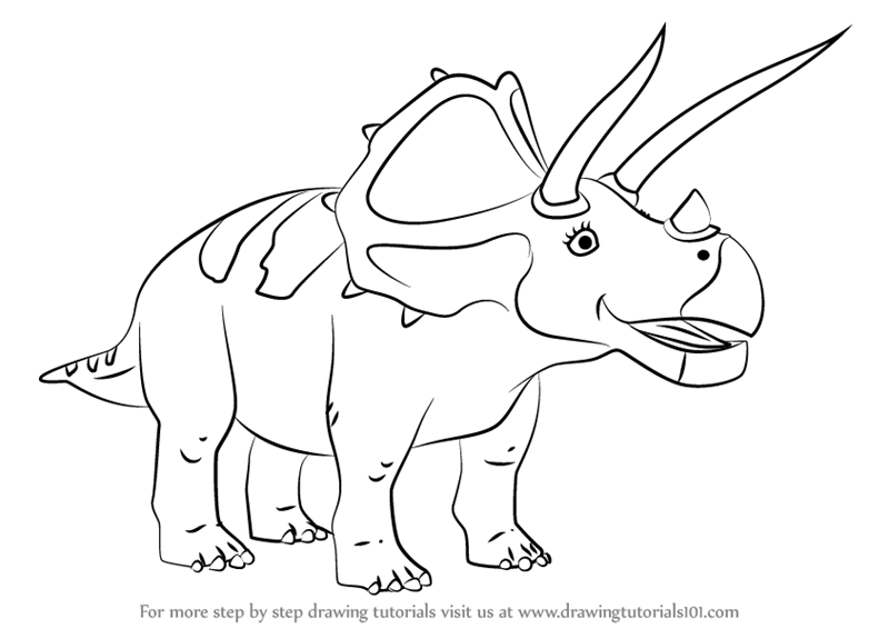 800x566 learn how to draw truman triceratops from dinosaur train - Triceratops Drawing