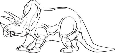 400x187 how to draw a dinosaur triceratops - Triceratops Drawing