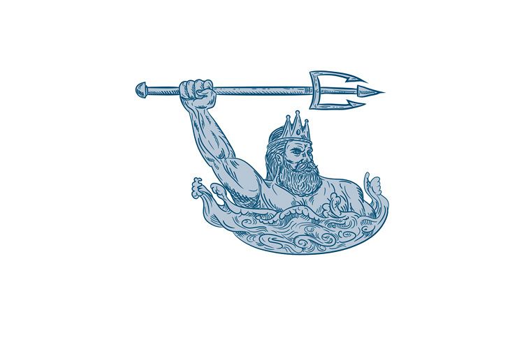 750x500 poseidon wielding trident drawing - Trident Drawing
