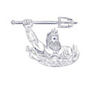 180x180 triton wielding trident drawing blue digital art - Trident Drawing