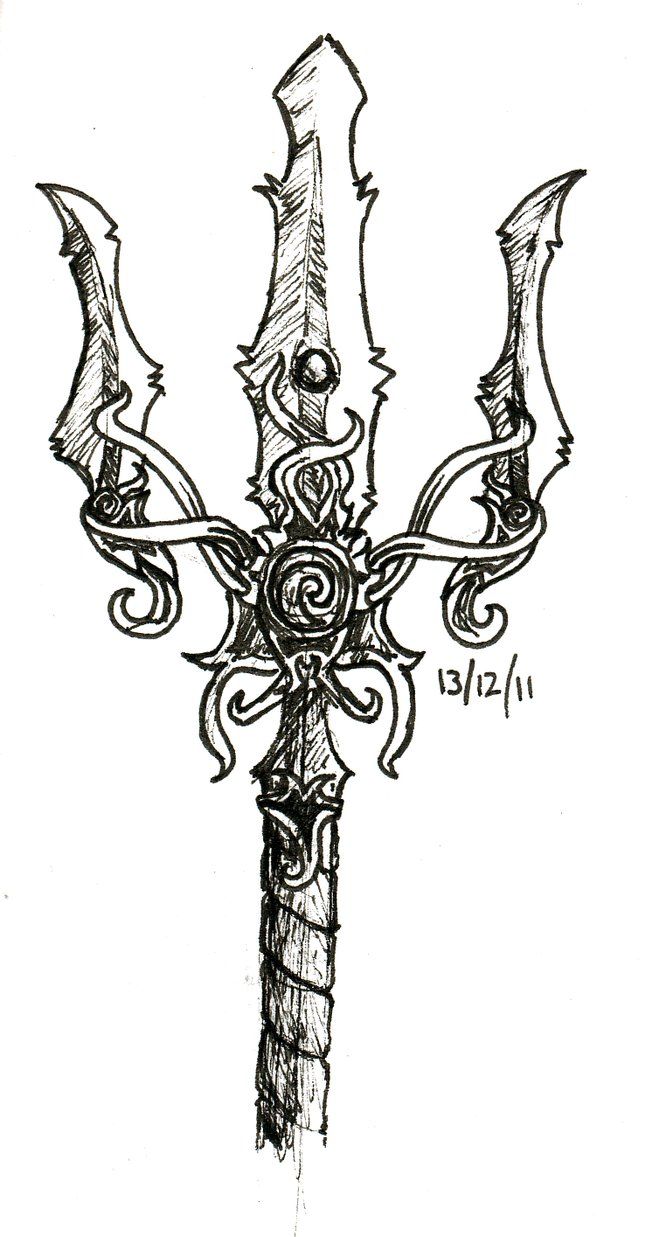 645x1237 poseidon trident art - Trident Drawing