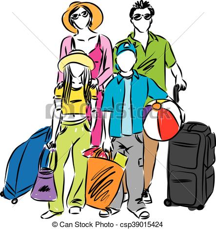 443x470 family trip vacation illustration - Trip Drawing