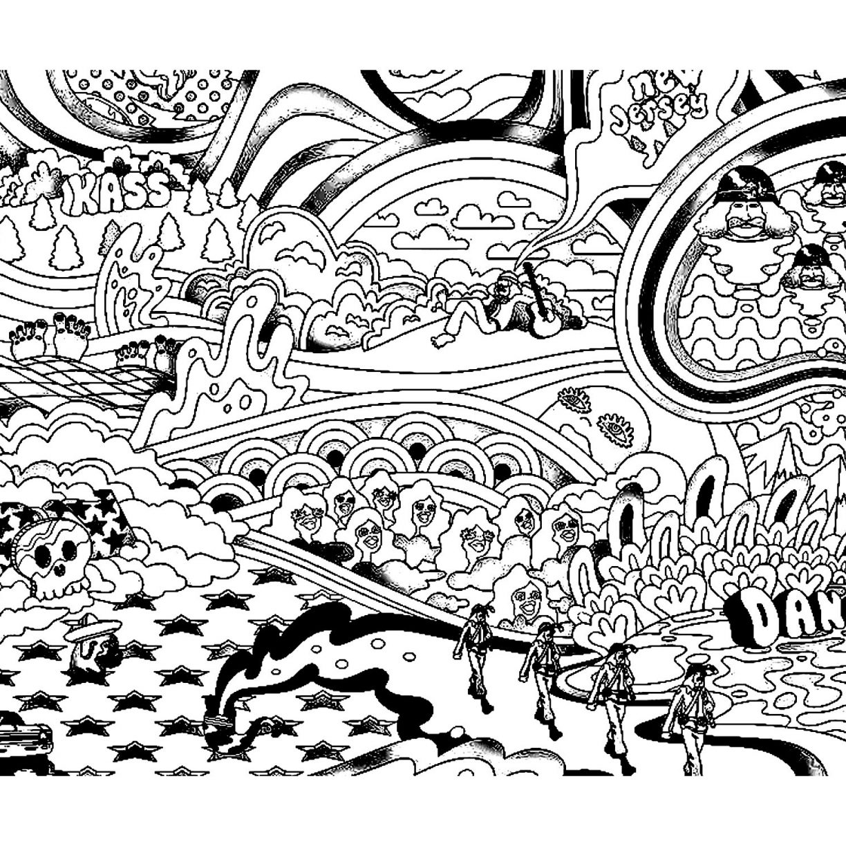 1224x1224 Psychedelic Mushroom Coloring Pages With Trippy Sun Drawing - Trippy Sun Drawing