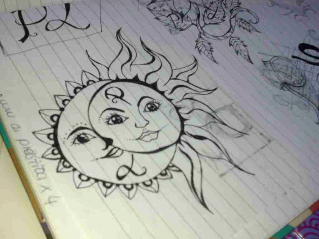 1024x768 Trippy Sun And Moon Coloring - Trippy Sun Drawing