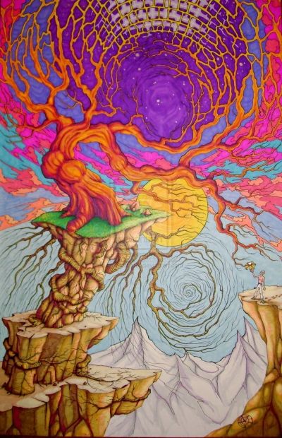 400x620 Trippy Tree Visuals Psychedelic, Psychedelic Art - Trippy Tree Drawing
