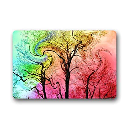 425x425 Fashion Decorative Door Mat Rug Colorful Abstract - Trippy Tree Drawing