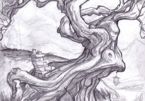 300x210 fantasy sketches drawings fantasy tree drawing displaying - Trippy Tree Drawing