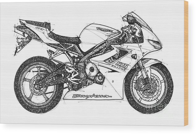 634x434 triumph daytona wood print - Triumph Drawing