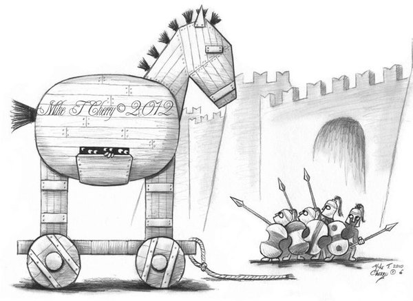 600x437 pencil drawings trojan horse pencil drawings - Trojan Horse Drawing