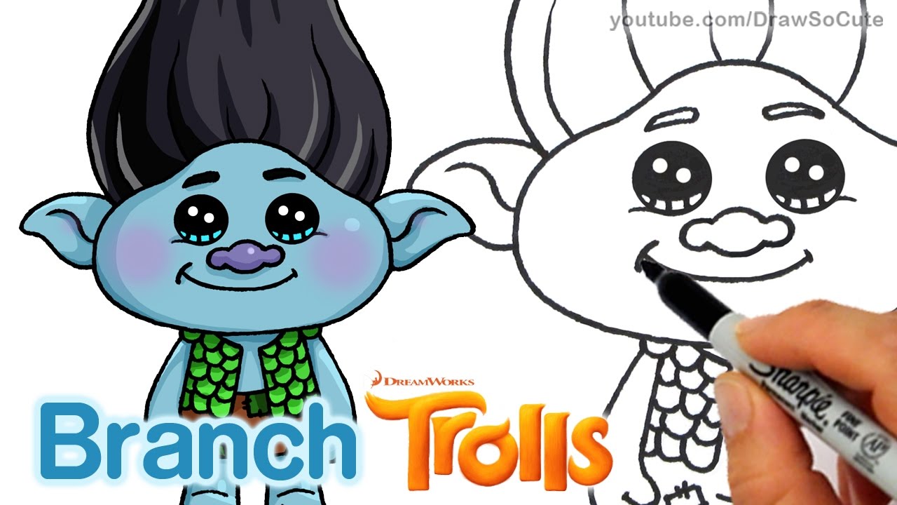 1280x720 How To Draw Branch From Trolls Movie Step - Troll Drawing