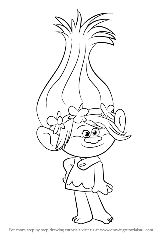 566x800 How To Draw Princess Poppy From Trolls - Troll Drawing