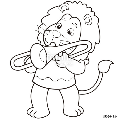 500x500 cartoon lion playing a trombone stock image and royalty free - Trombone Cartoon Drawing