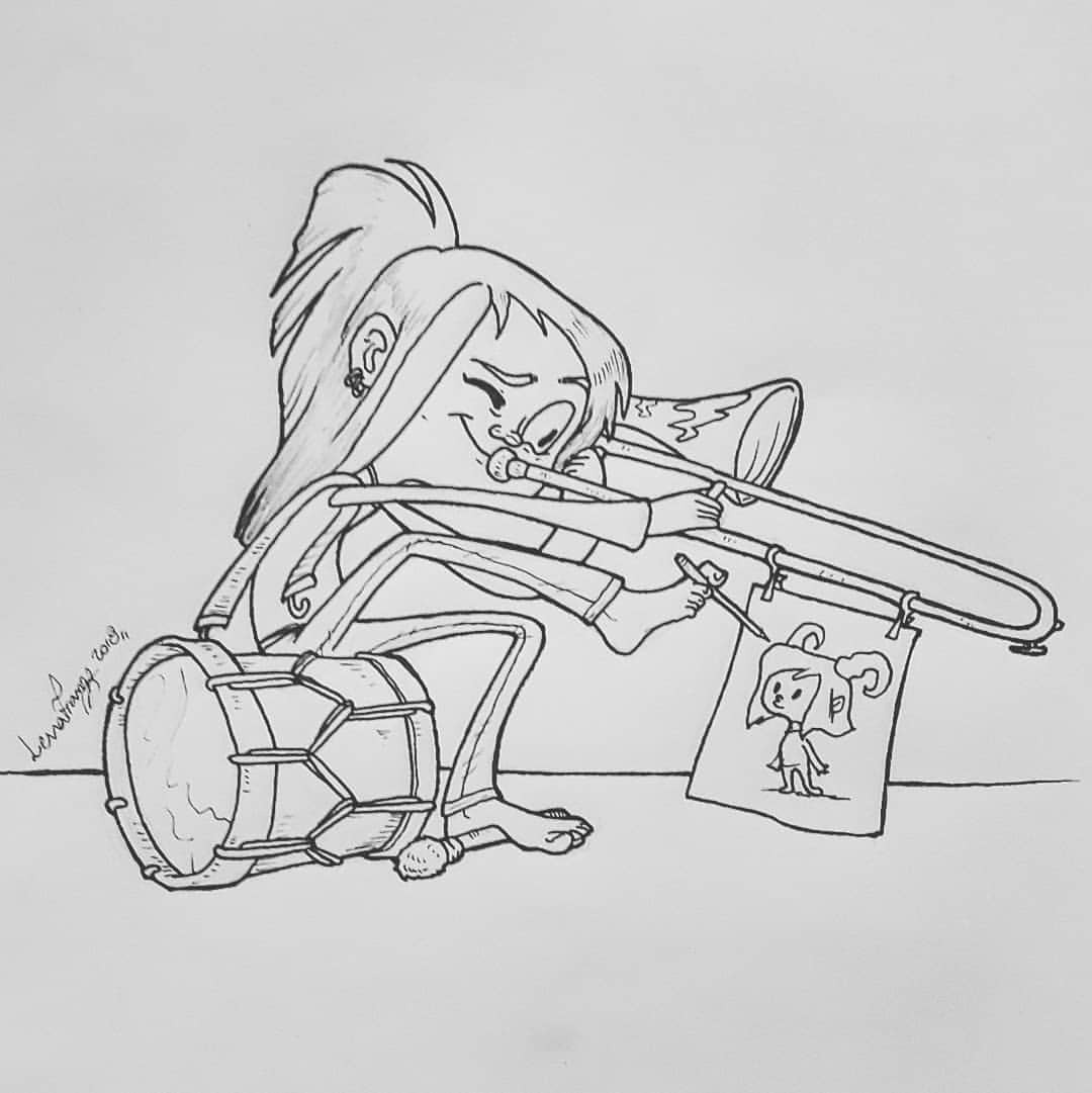 1080x1081 lena franzz - Trombone Cartoon Drawing