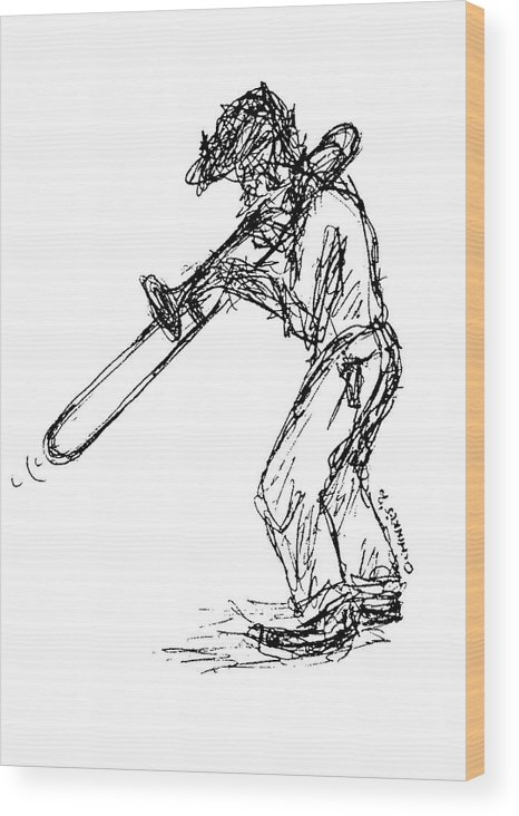 466x732 trombone soloist wood print - Trombone Cartoon Drawing
