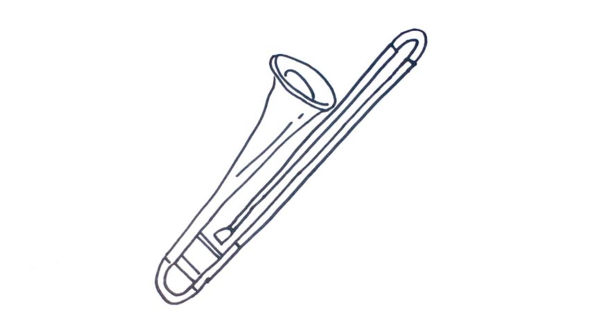 854x480 how to draw a trombone - Trombone Drawing