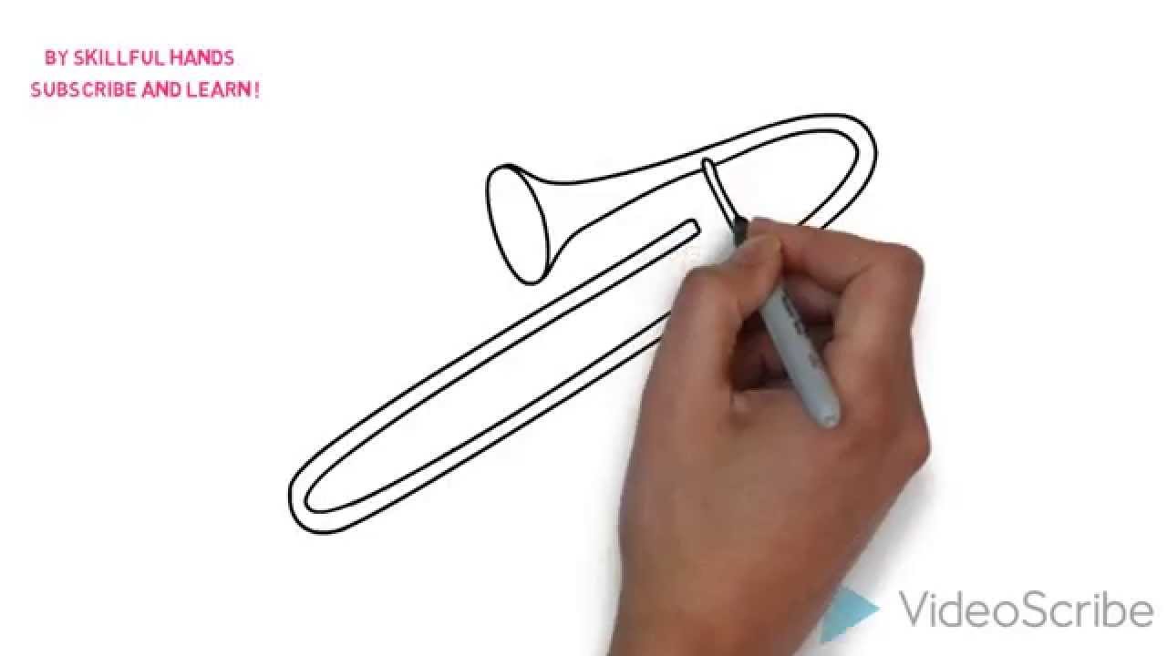 1280x720 how to draw a trombone kak narisovat trombon - Trombone Drawing