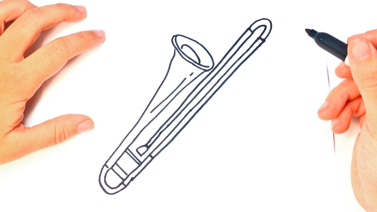 1280x720 how to draw a trombone step - Trombone Drawing