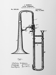 190x253 slide trombone patent blueprint drawing two tone mug - Trombone Drawing